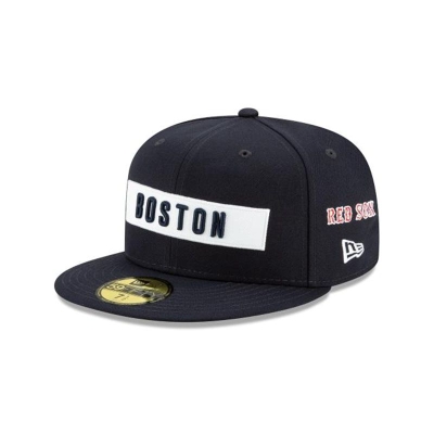 Blue Boston Red Sox Hat - New Era MLB Boxed Wordmark 59FIFTY Fitted Caps USA6489217